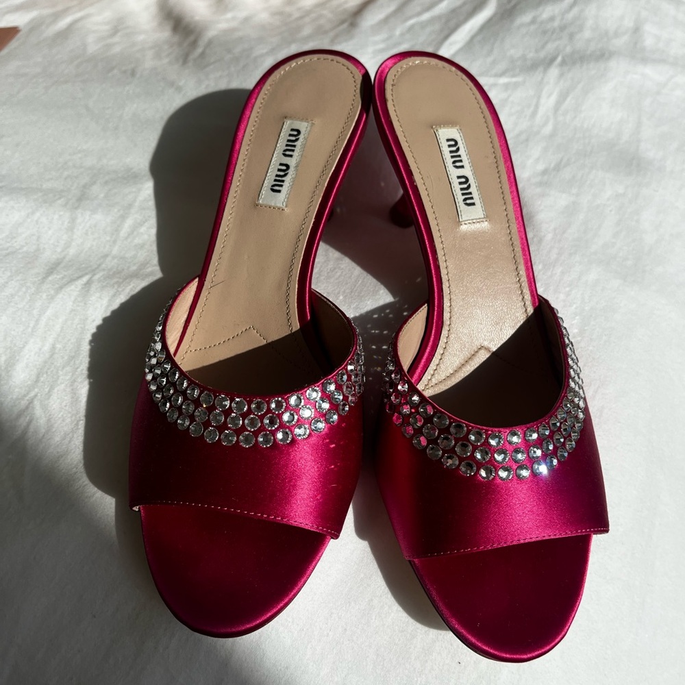 Miu Miu embellished pink kitten heels